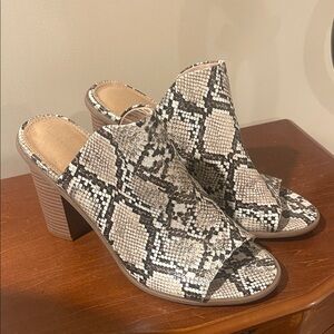 Report Black and Cream Snakeskin Mules